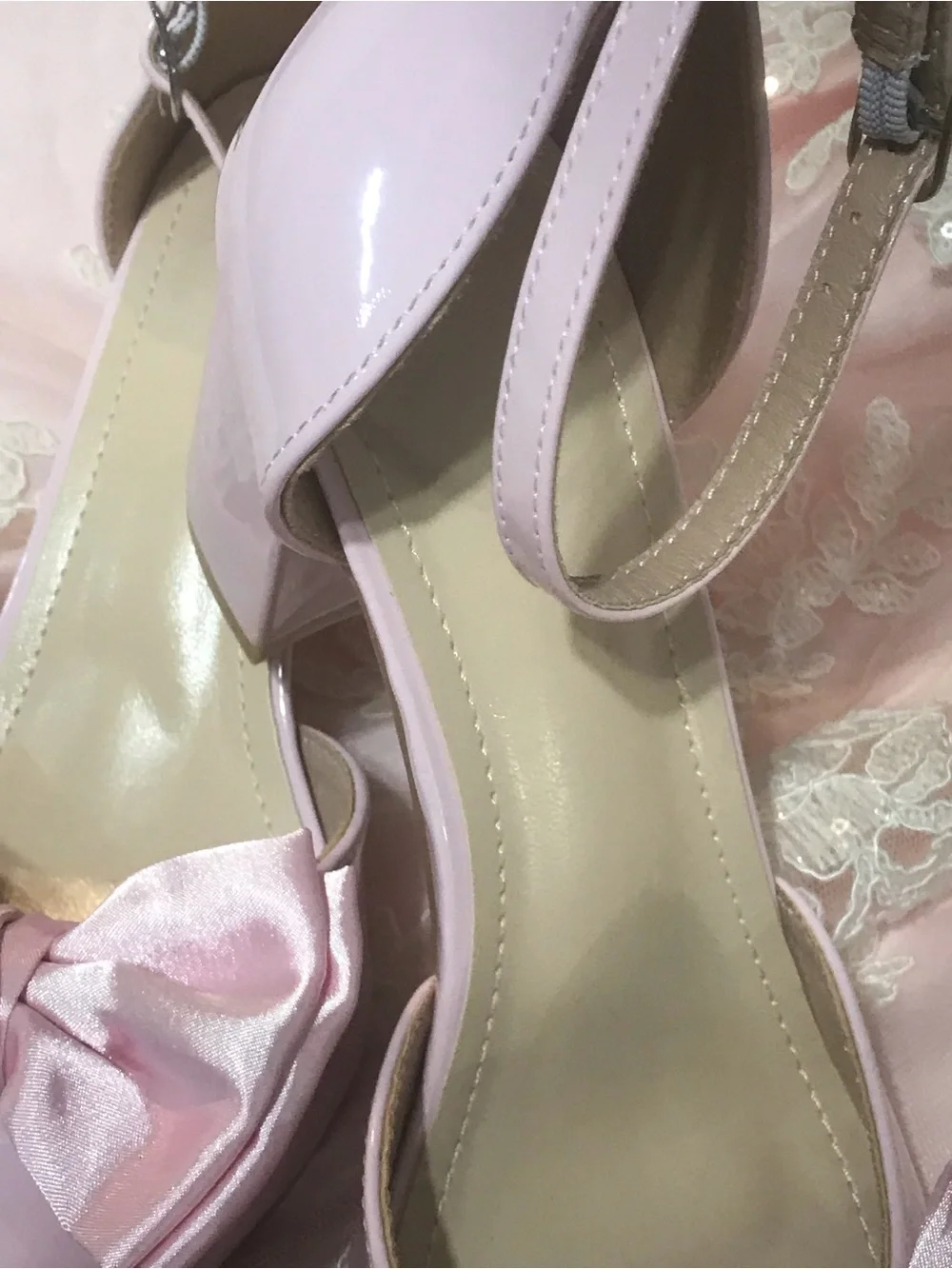 Women's Pink Bow Pointed Toe Block Heel Pumps